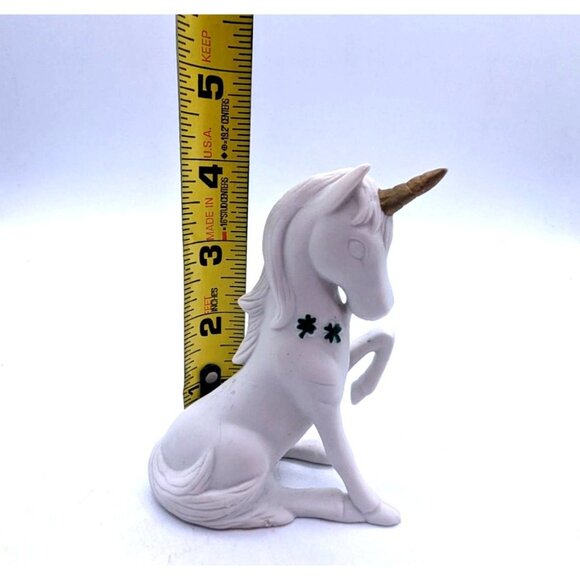 Vintage Lefton Unicorn Figurine Lucky Irish Shamrock 1985 Porcelain Bisque - Picture 5 of 9